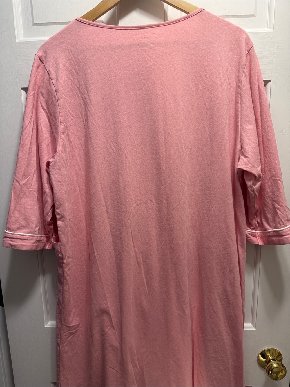 Pink 3/4 sleeve zip up robe - Picture 3 of 9